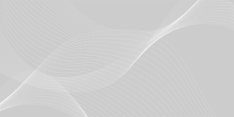 Abstract Gray wavy business and banner curve line background. Digital future technology concept. Line art striped graphic template, banner background. Vector illustration.
