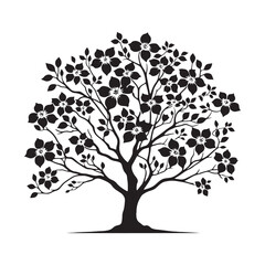 Fototapeta premium Stunning Dogwood Tree silhouette showcasing elegant petal details - Dogwood Tree silhouette - Dogwood Tree vector - Dogwood Tree illustration - Dogwood silhouette - Dogwood vector 