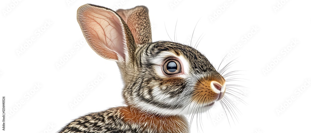 Poster Detailed close-up of a rabbit showcasing its fur texture and features