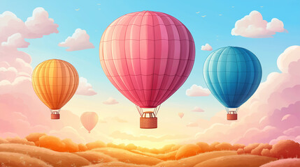 Fototapeta premium Set of hot air balloons.