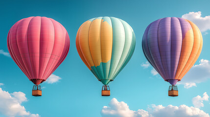 Obraz premium Colorful Hot Air Balloons in Flight over blue sky