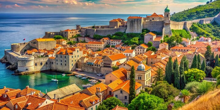 Stunning Vintage Dubrovnik Old Town View from Gradac Park