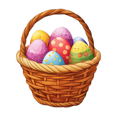 Colorful Easter Eggs in a Woven Basket for Spring Celebrations
