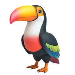 Colorful Cartoon Toucan with Vibrant Beak and Feather Details