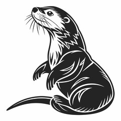 Sea Otter vector silhouette black design white background