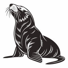Sea Otter vector silhouette black design white background