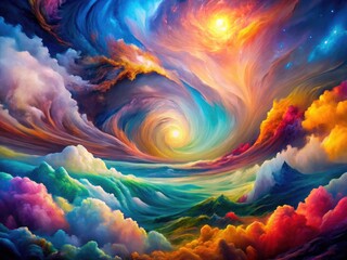 Obraz premium Abstract dreamscapes painted in vibrant hues, a surreal photography journey into a colorful fantasy mind.