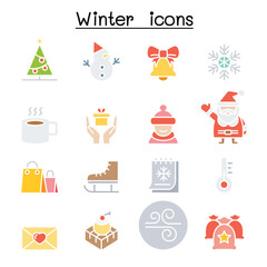 Winter icon set in thin line style