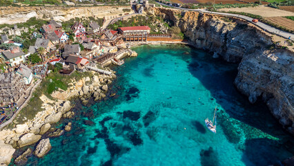 An aerial view of the Popey's Village in Malta