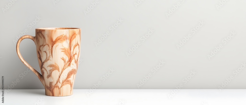 Canvas Prints Elegant decorative mug on a minimalist shelf against a light background