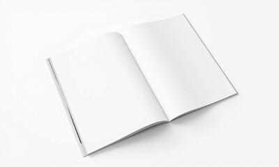 mock-up of a flat lay magazine with a blank cover placed on a white background