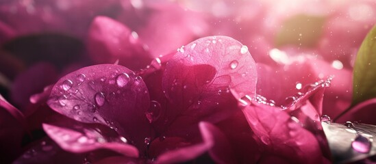 Dewy Pink Petals, Garden Close-up, Sunlight