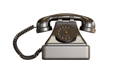 old black telephone 3D rendering