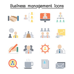 Business management & Teamwork icon set in thin line style