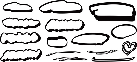 Set of speech bubbles in manga style, vector illustration isolated on a transparent background