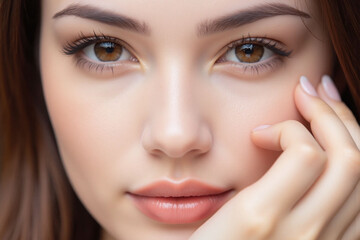 young woman with fair complexion and brown eyes looking elegant