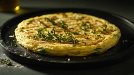 A delicious homemade frittata filled with fresh herbs and vegetables, topped with melted cheese. This hearty egg dish is perfect for breakfast or dinner.