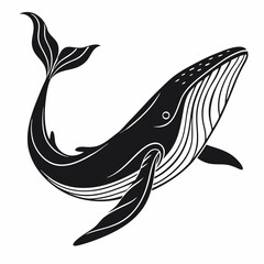 Whale vector silhouette black design white background