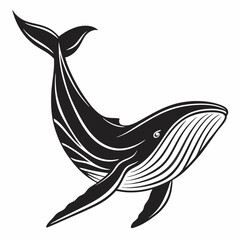 Whale vector silhouette black design white background