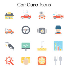 Car wash, car care icon set in thin line style