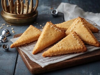Decorative pastries on tray with paper doily.