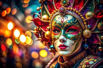 Traditional Carnival Mask with Vintage Style Photography