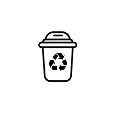 Simple Trash Bin Flat Black Icon