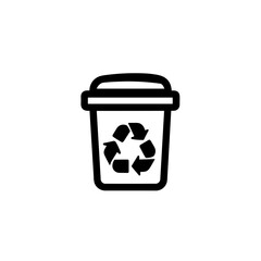 Simple Trash Bin Flat Black Icon