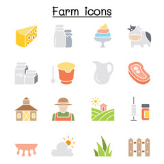 Farm icon set in thin line style