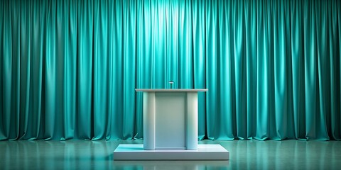 Turquoise Fabric Podium and Empty Space