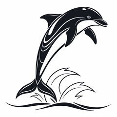 Dolphin vector silhouette black design white background