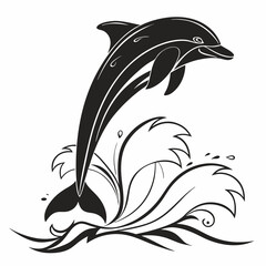 Dolphin vector silhouette black design white background