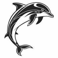 Dolphin vector silhouette black design white background