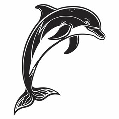Dolphin vector silhouette black design white background