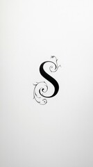 Fototapeta premium Stylish black and white calligraphy logo featuring the letter S with intricate floral designs and a minimalistic feel