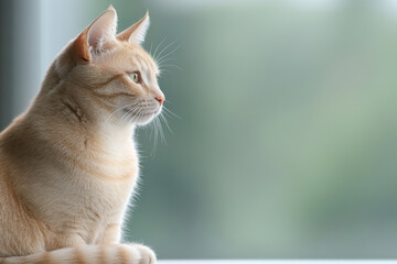 Cream Cat Profile Copy Space