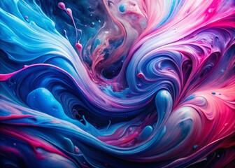 Vibrant Blue and Pink Swirling Abstract Fluid Painting