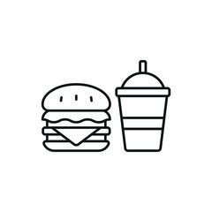 Drink and hamburger set icon represents fast food and casual dining, perfect for restaurant branding, menu designs, food delivery apps, and culinary-themed visuals.