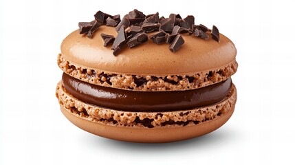 Decadent chocolate macaron with chocolate ganache and shavings.
