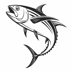 Tuna vector silhouette black design white background
