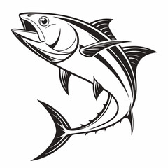 Tuna vector silhouette black design white background