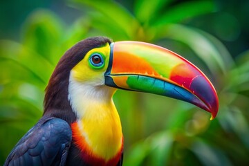 Obraz premium Vibrant Toucan Portrait: Close-up of a Colorful Tropical Bird