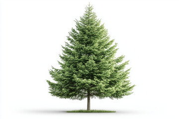 highly detailed cedar tree with lush green foliage on pure white background, showcasing its natural beauty and vibrant color