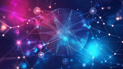 Abstract digital network with connected lines and glowing points in vibrant colors
