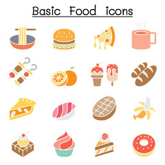 Basic food icon set in thin line style
