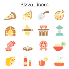 Pizza & Italian foods icon set in thin line style