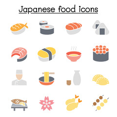 Japanese food icon set in thin line style