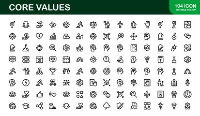 Core Values Icon Pack. Professional Line Art for Integrity, Collaboration, Innovation, and Corporate Branding