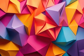 Colorful handcrafted paper art with vibrant, bold hues and a unique three-dimensional texture.