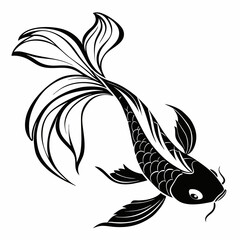 Goldfish vector silhouette black design white background